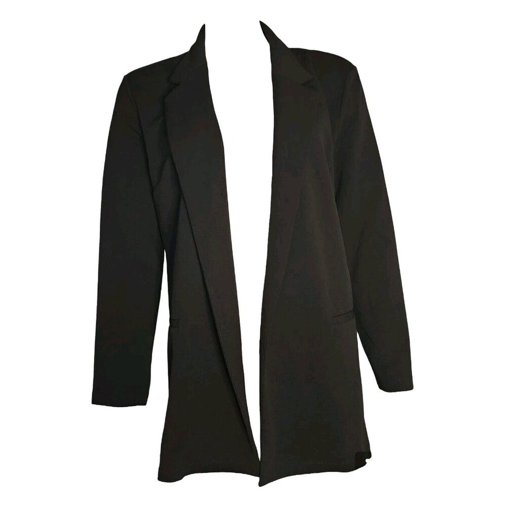 Asos Design Blazer Jacket Womens Size 6 Solid All‎ Black Open Front Long Sleeve